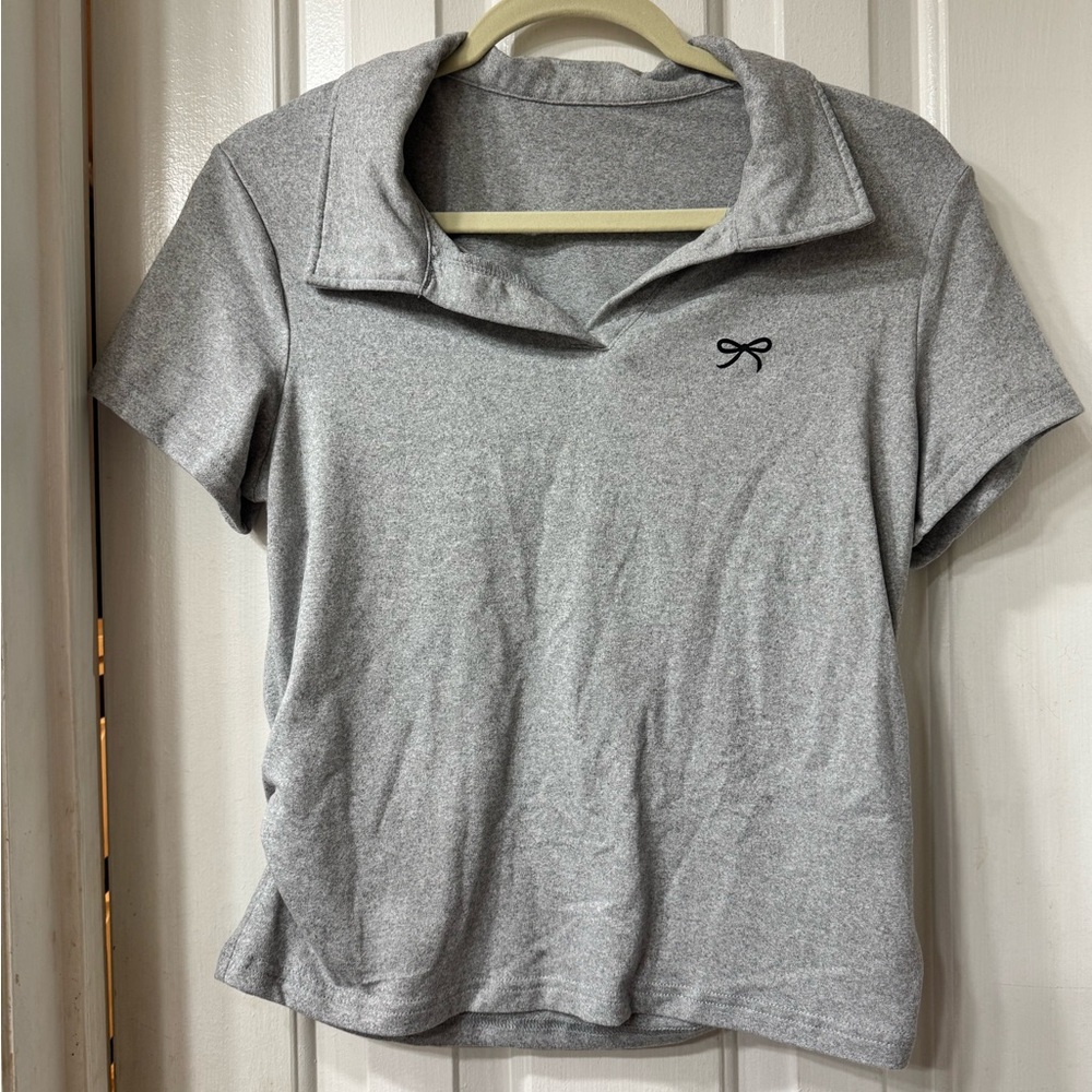 SHEIN Gray Short Sleeve Polo Top